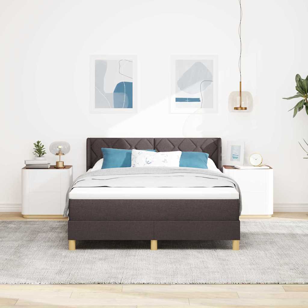 Box spring seng med hovedgærde Mørk Brun 190 x 140 cm Stof