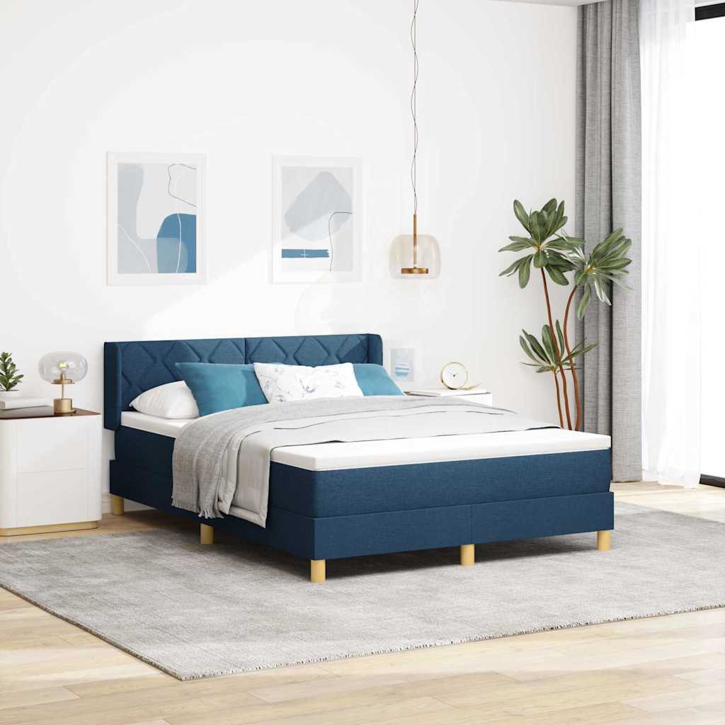 Box spring seng med hovedgærde Blå 190 x 140 cm Stof