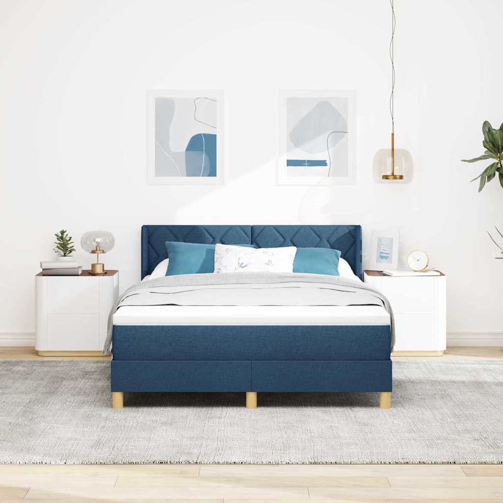 Box spring seng med hovedgærde Blå 190 x 140 cm Stof