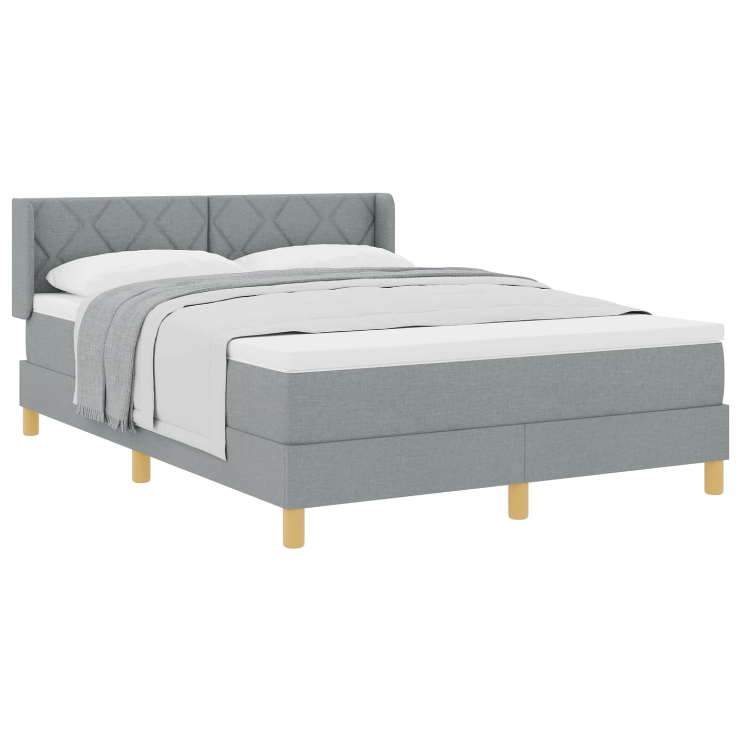 Box spring seng med hovedgærde Lysegrå 200 x 140 cm Stof