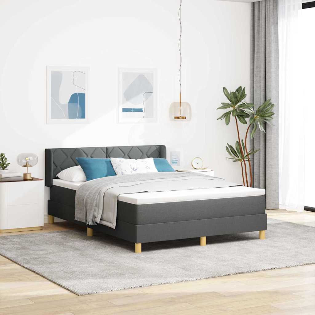 Box spring seng med hovedgærde Mørkegrå 200 x 140 cm Stof