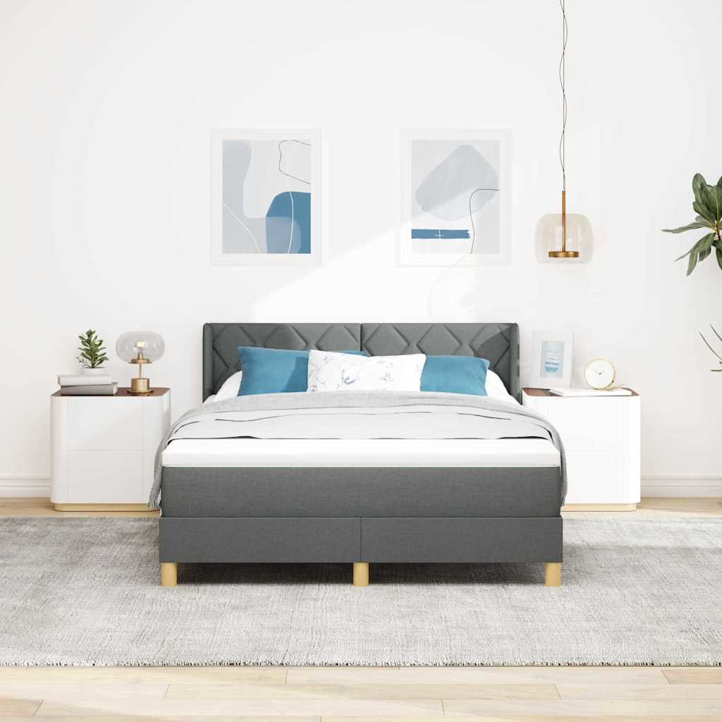 Box spring seng med hovedgærde Mørkegrå 200 x 140 cm Stof