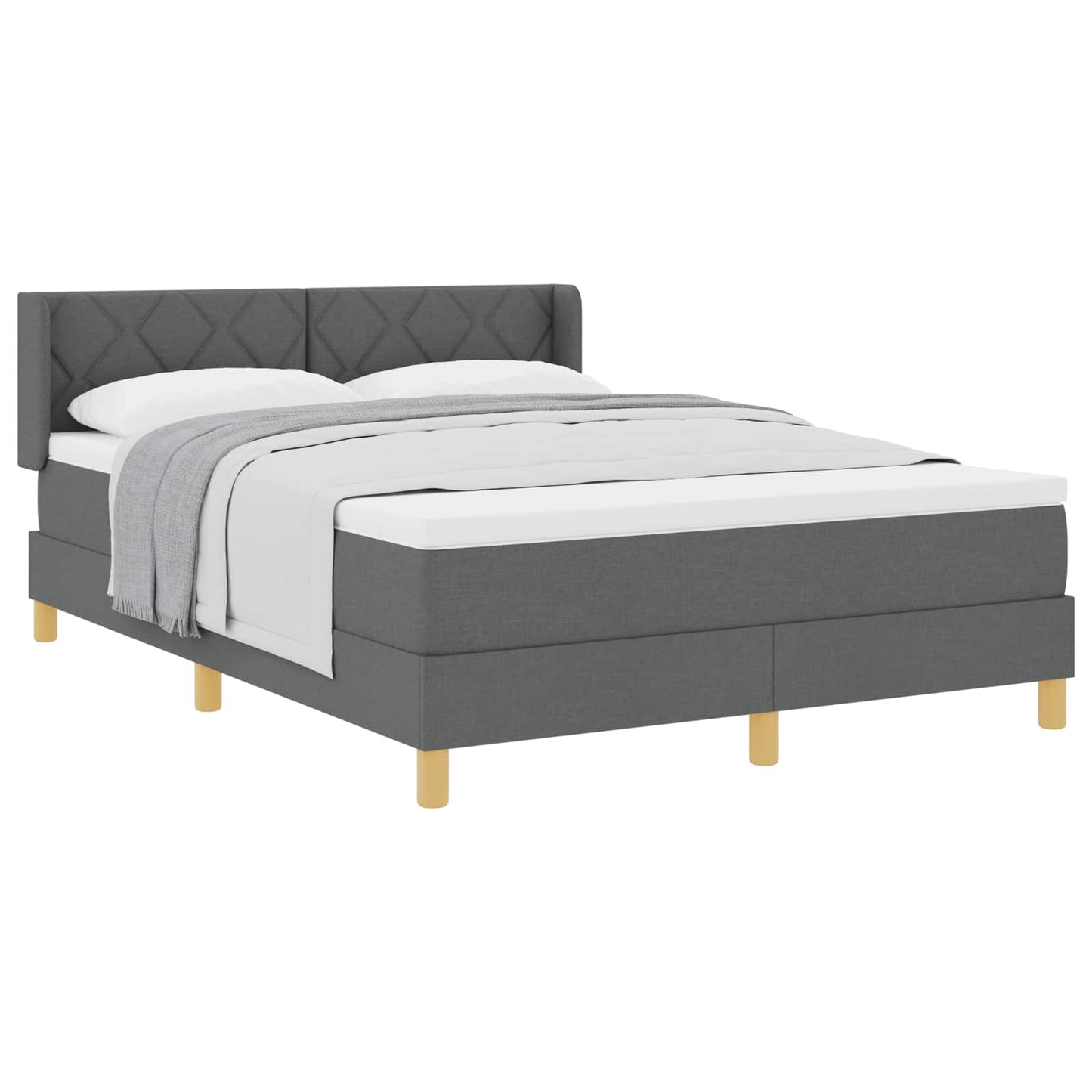 Box spring seng med hovedgærde Mørkegrå 200 x 140 cm Stof