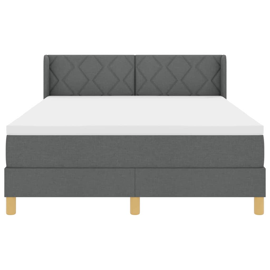 Box spring seng med hovedgærde Mørkegrå 200 x 140 cm Stof