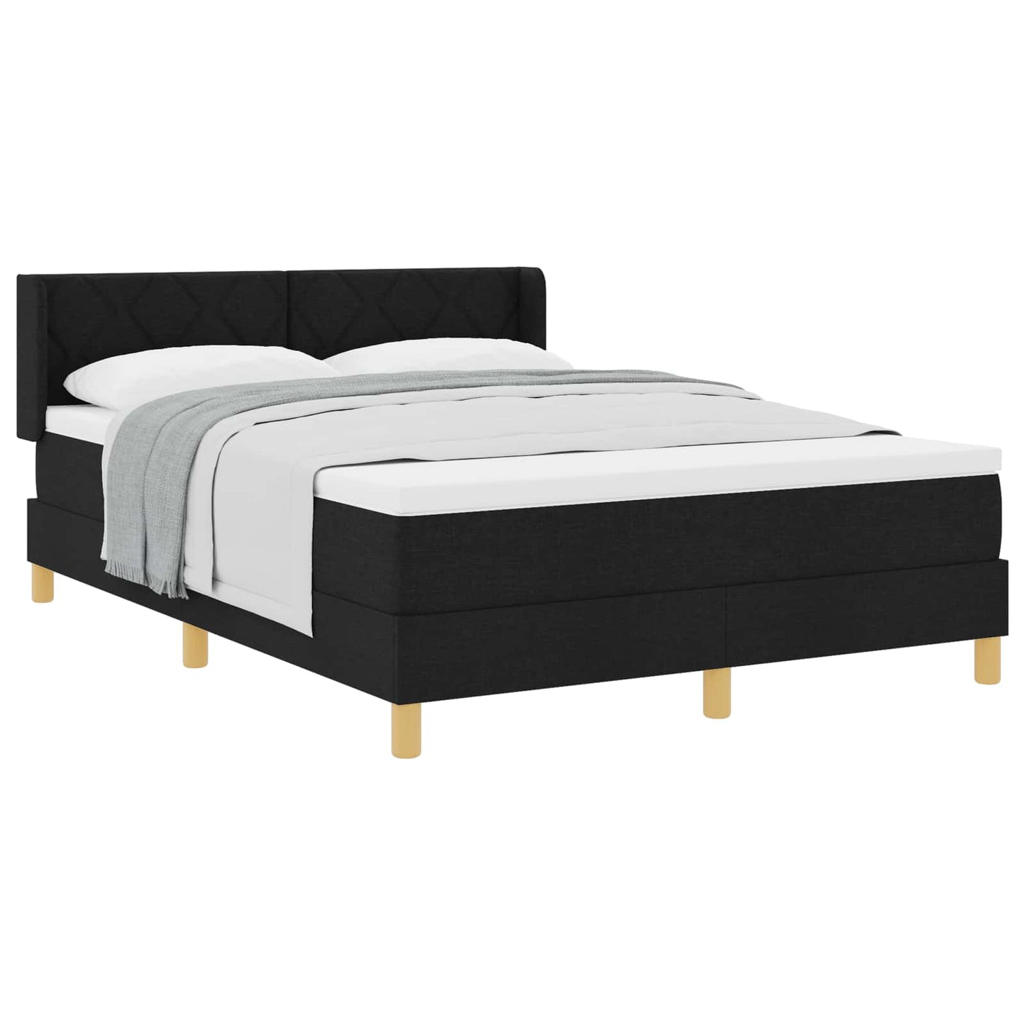 Box spring seng med hovedgærde Sort 200 x 140 cm Stof