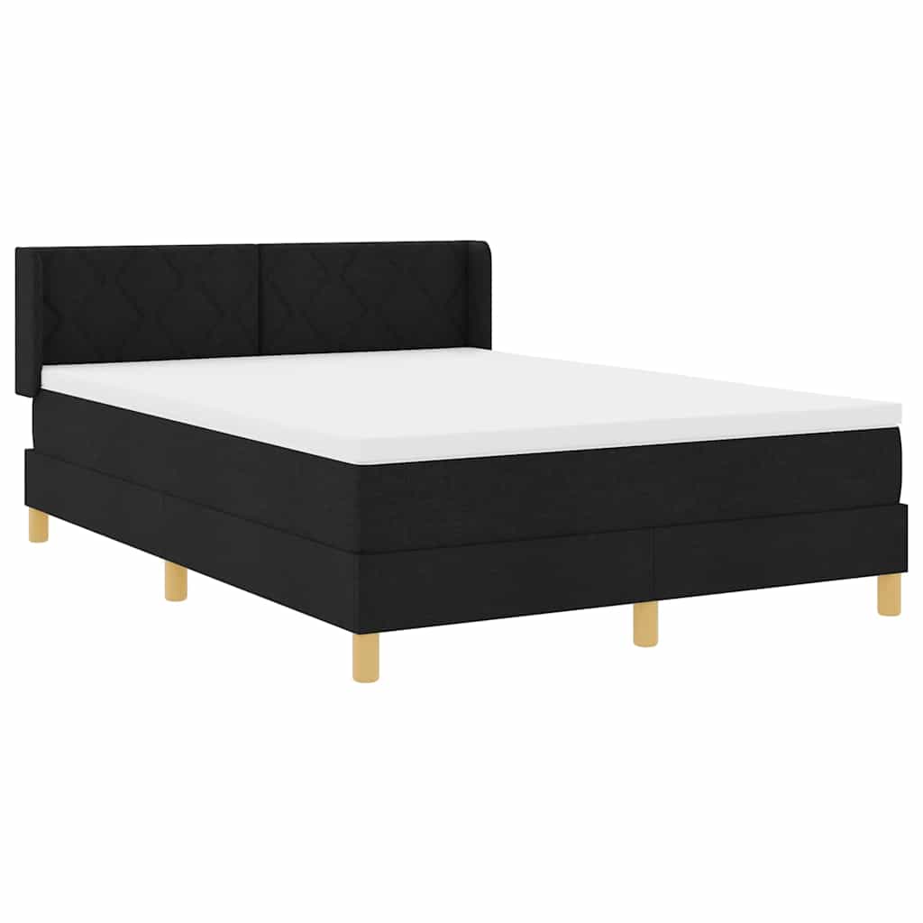 Box spring seng med hovedgærde Sort 200 x 140 cm Stof