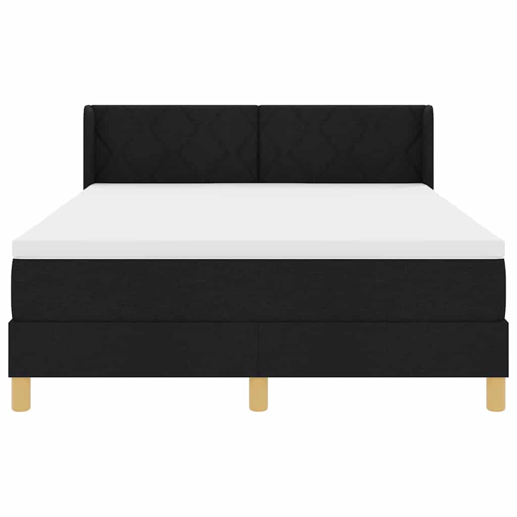 Box spring seng med hovedgærde Sort 200 x 140 cm Stof