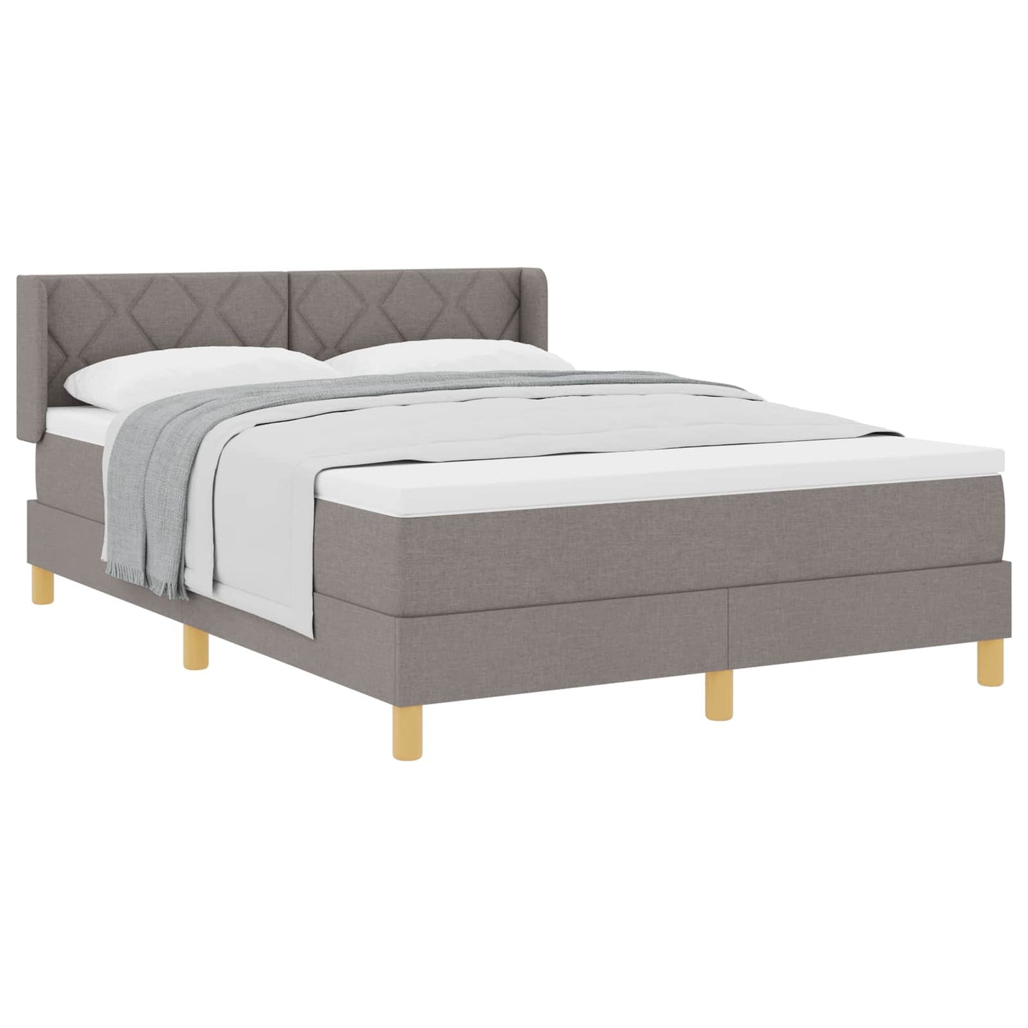 Box spring seng med hovedgærde Gråbrun 200 x 160 cm Stof