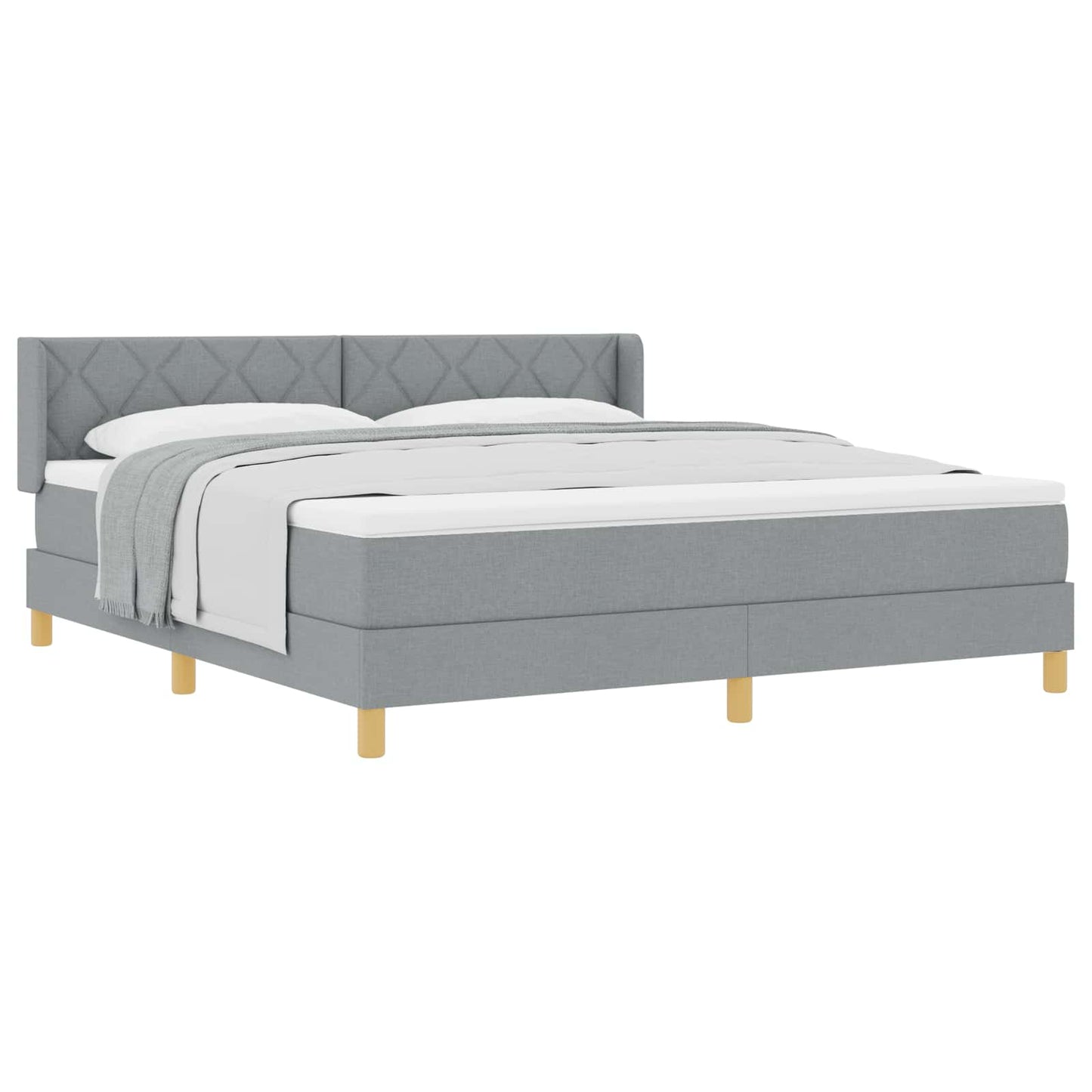 Box spring seng med hovedgærde Lysegrå 200 x 180 cm Stof