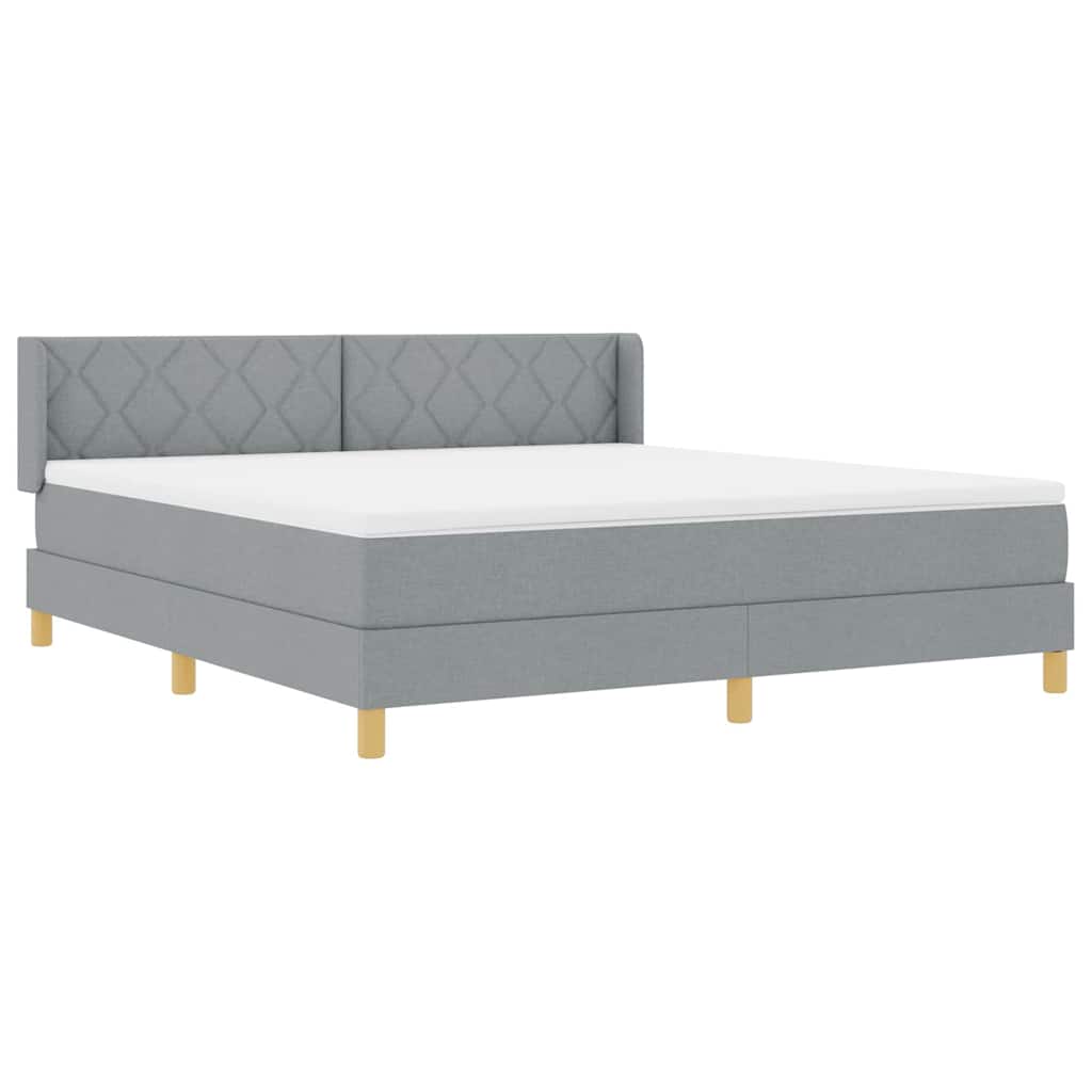 Box spring seng med hovedgærde Lysegrå 200 x 180 cm Stof