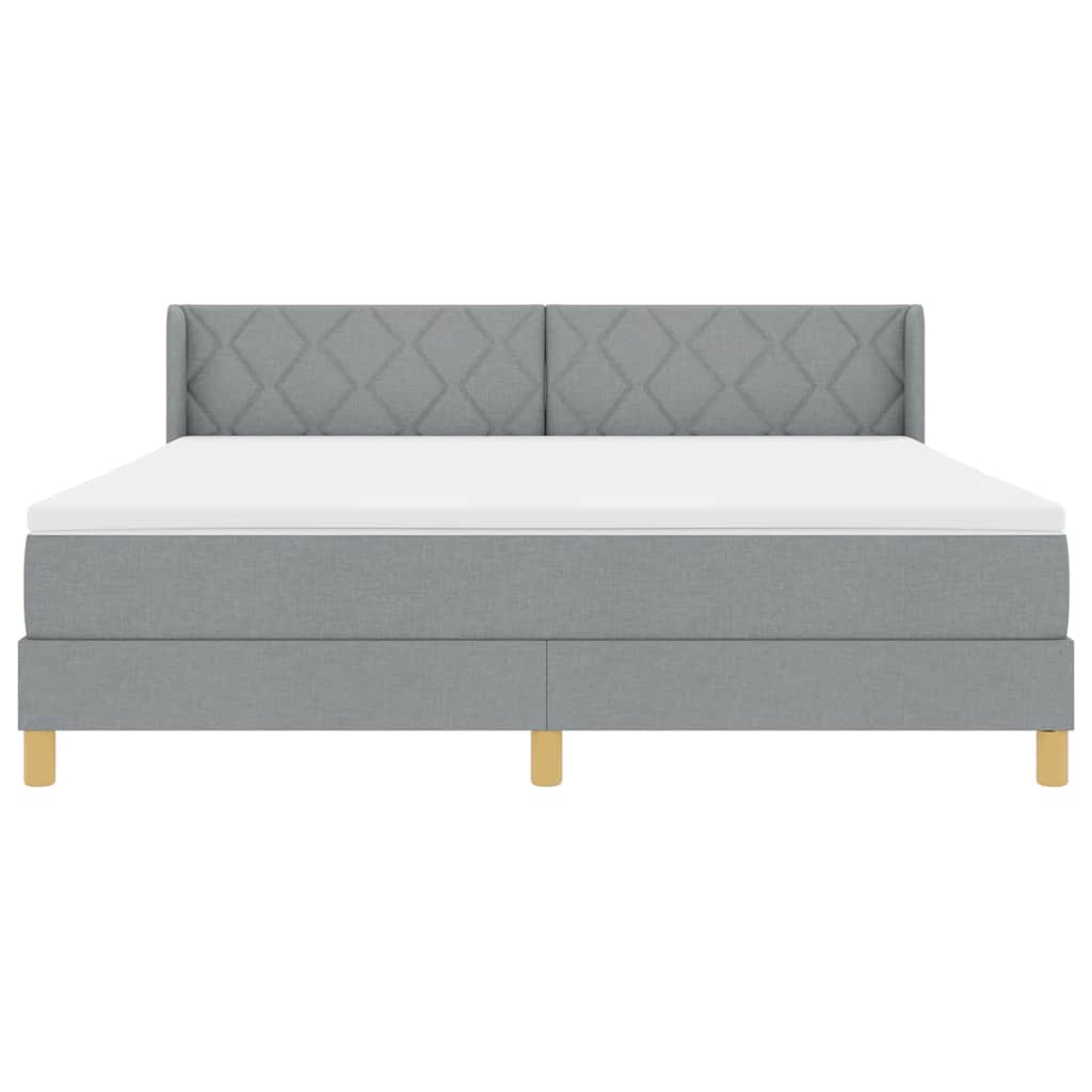 Box spring seng med hovedgærde Lysegrå 200 x 180 cm Stof