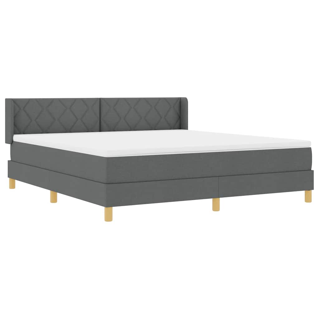 Box spring seng med hovedgærde Mørkegrå 200 x 180 cm Stof