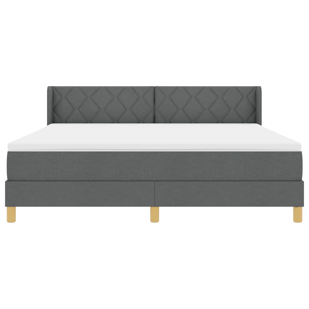 Box spring seng med hovedgærde Mørkegrå 200 x 180 cm Stof