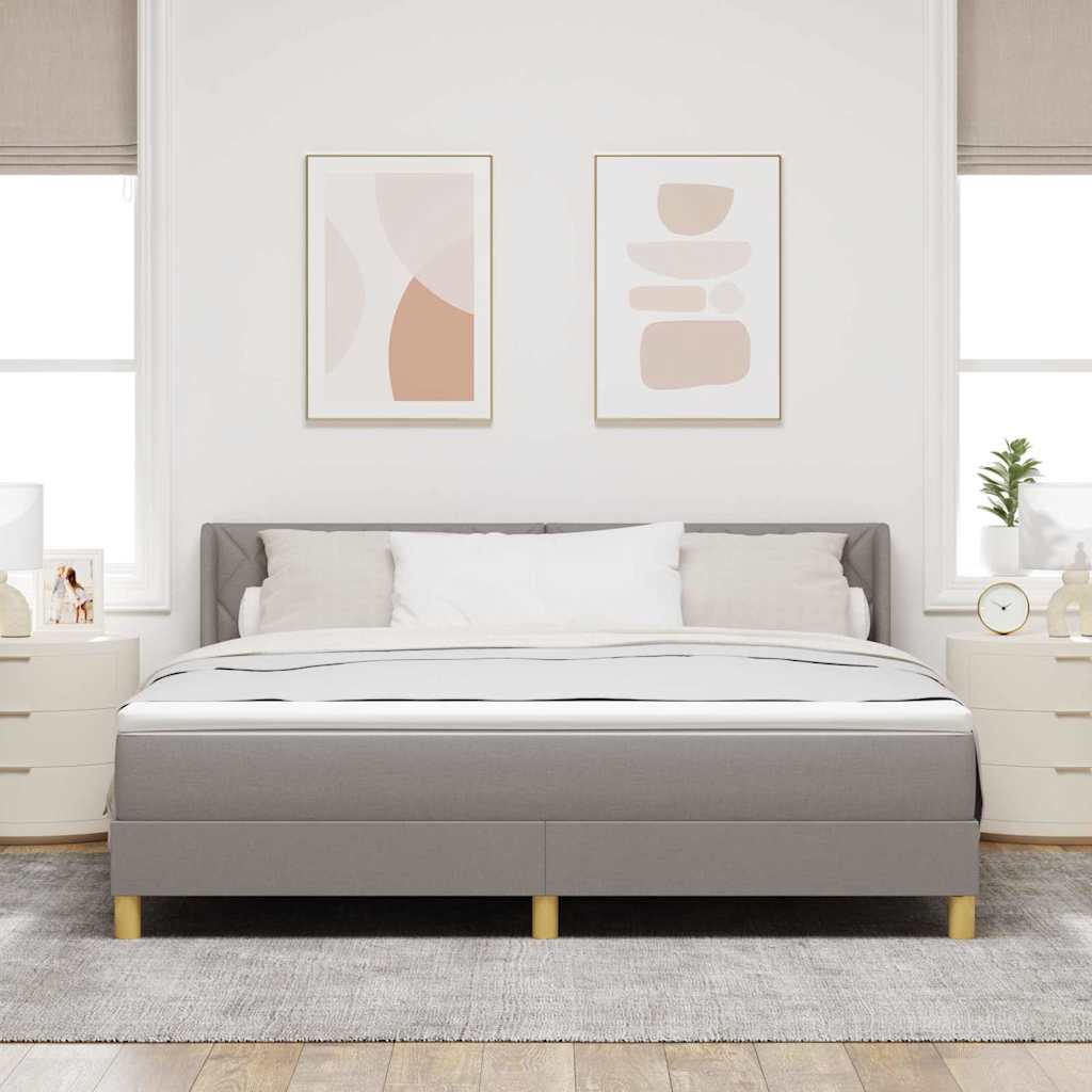 Box spring seng med hovedgærde Gråbrun 200 x 180 cm Stof