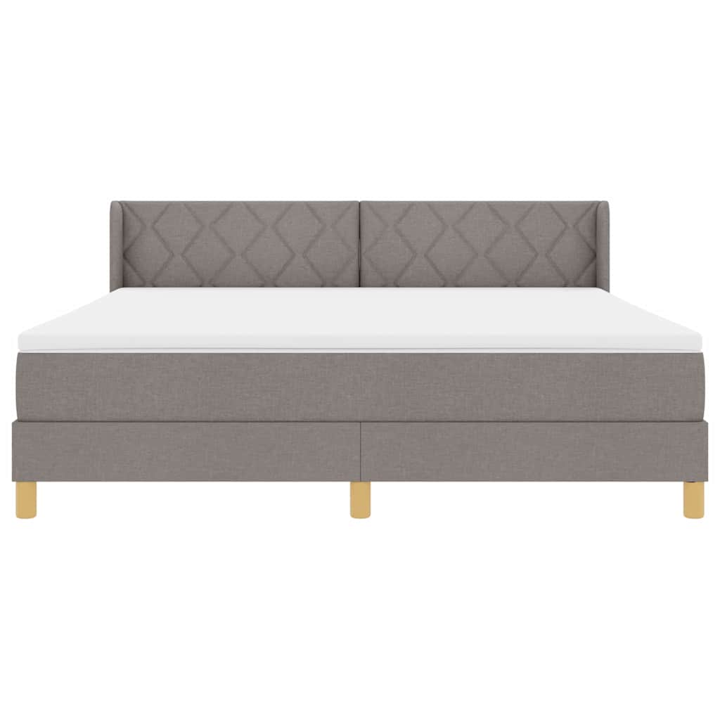 Box spring seng med hovedgærde Gråbrun 200 x 180 cm Stof