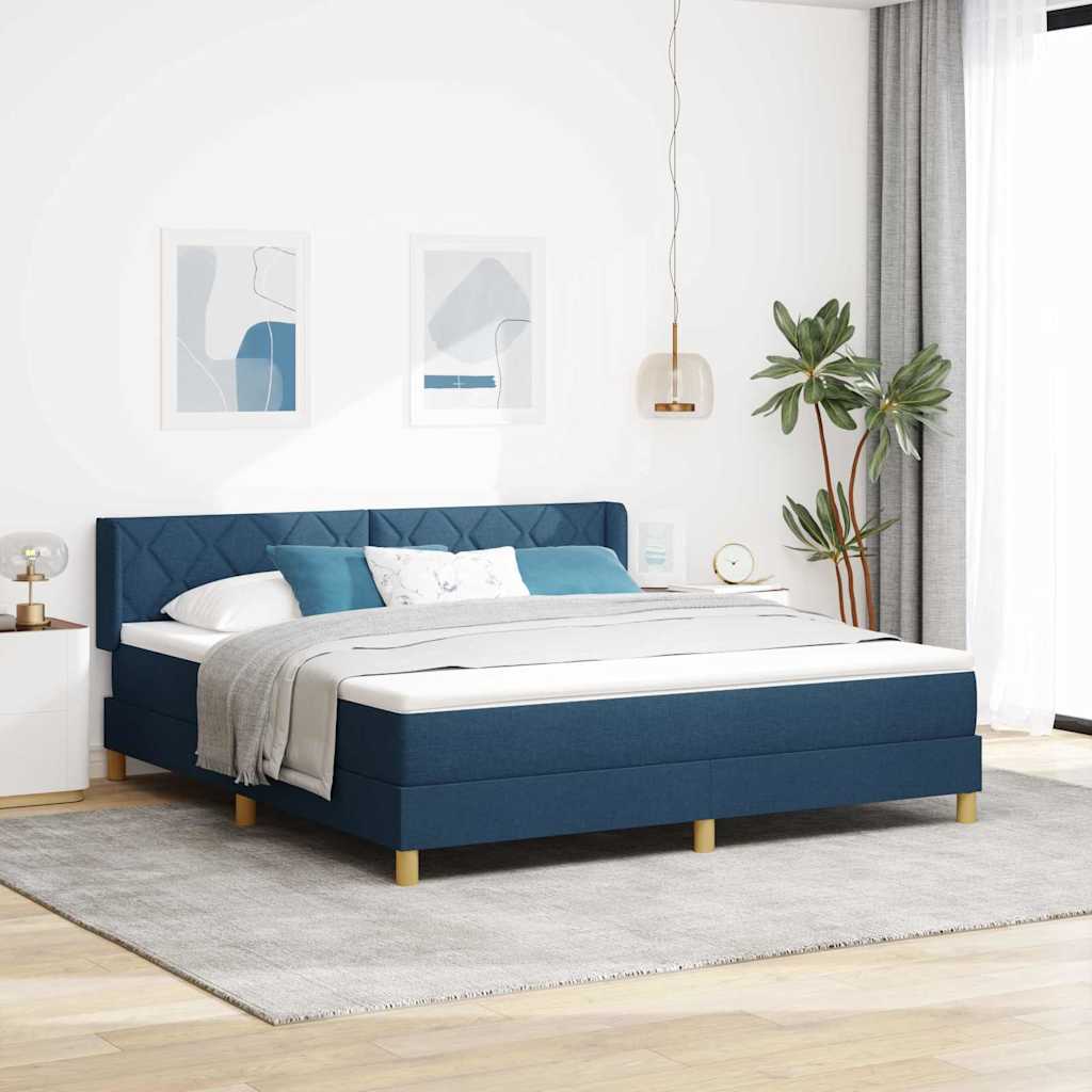 Box spring seng med hovedgærde Blå 200 x 180 cm Stof
