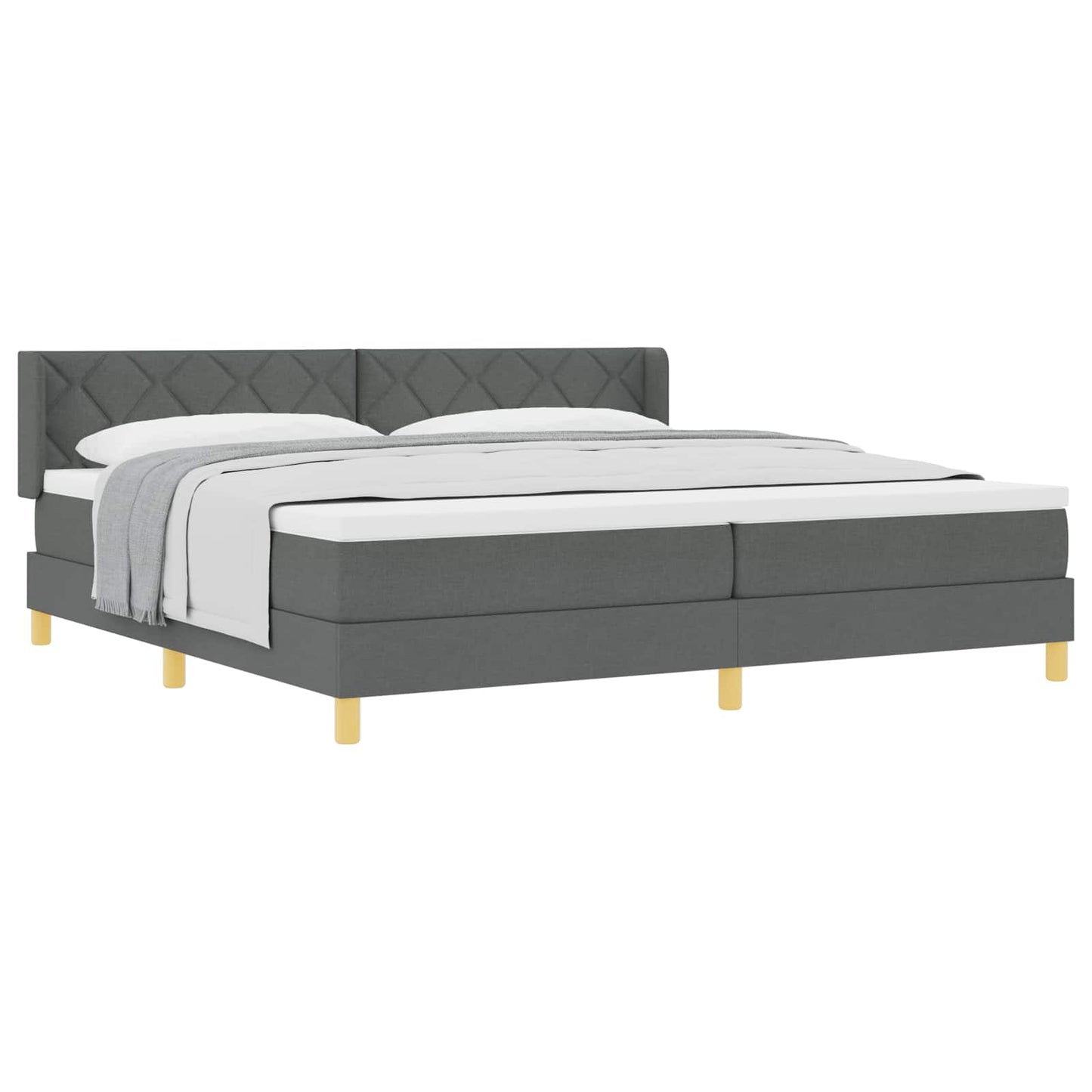 Box spring seng med hovedgærde Mørkegrå 200 x 200 cm Stof