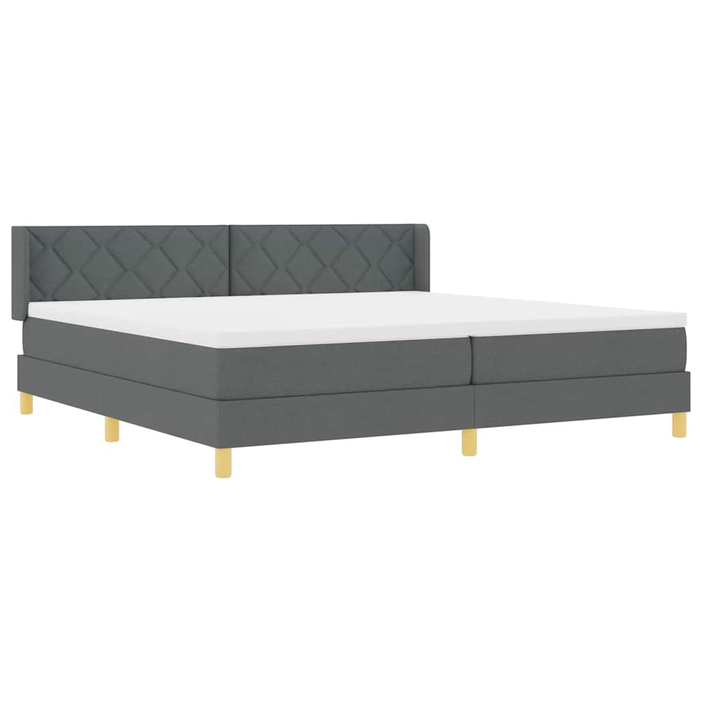 Box spring seng med hovedgærde Mørkegrå 200 x 200 cm Stof