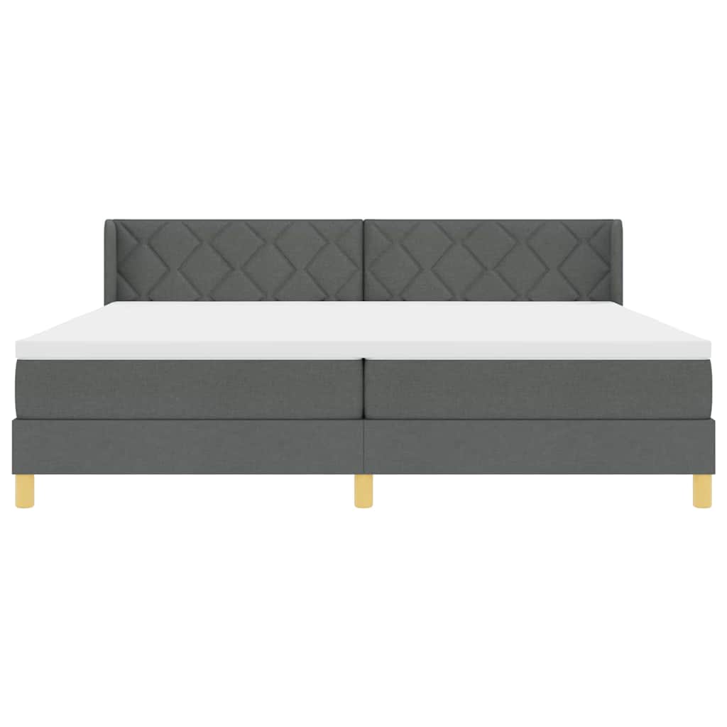 Box spring seng med hovedgærde Mørkegrå 200 x 200 cm Stof