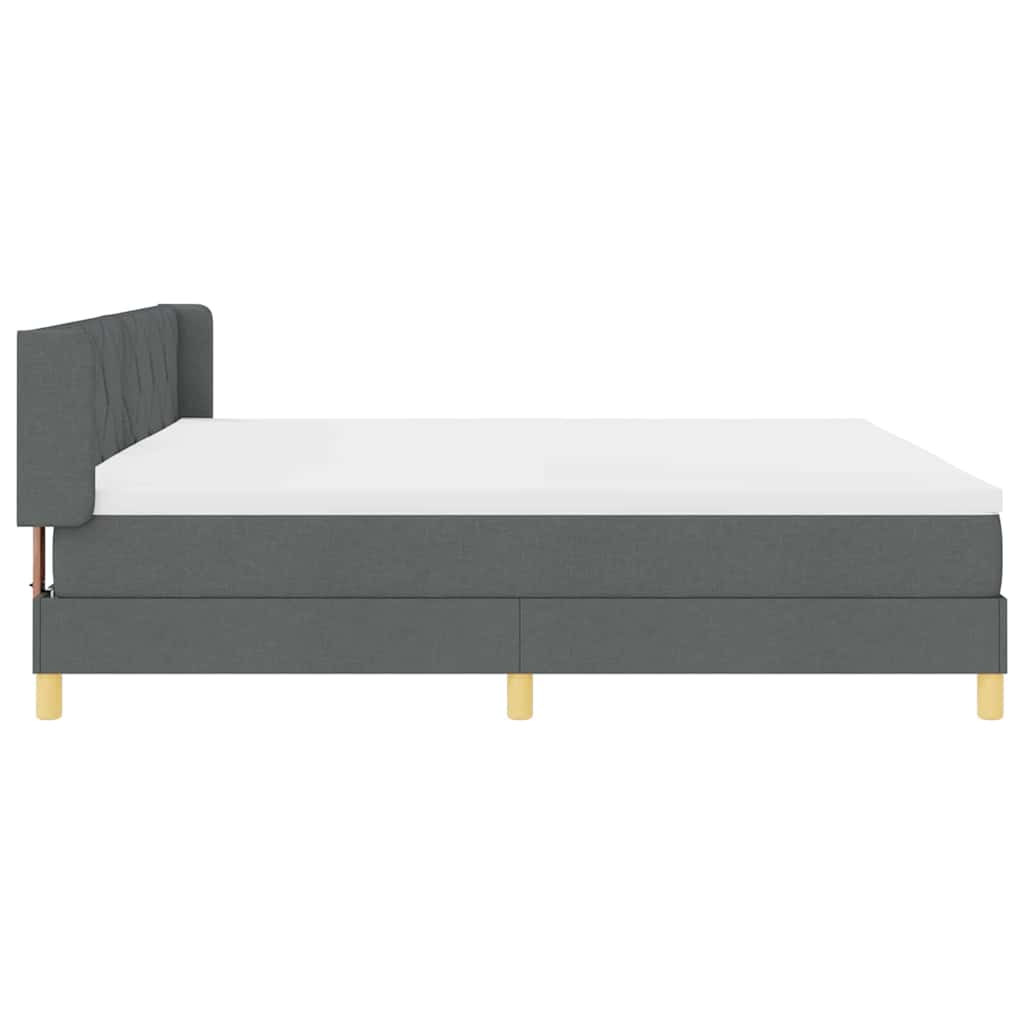 Box spring seng med hovedgærde Mørkegrå 200 x 200 cm Stof