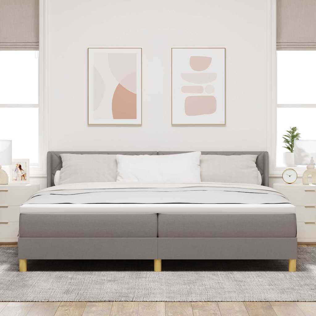Box spring seng med hovedgærde Gråbrun 200 x 200 cm Stof