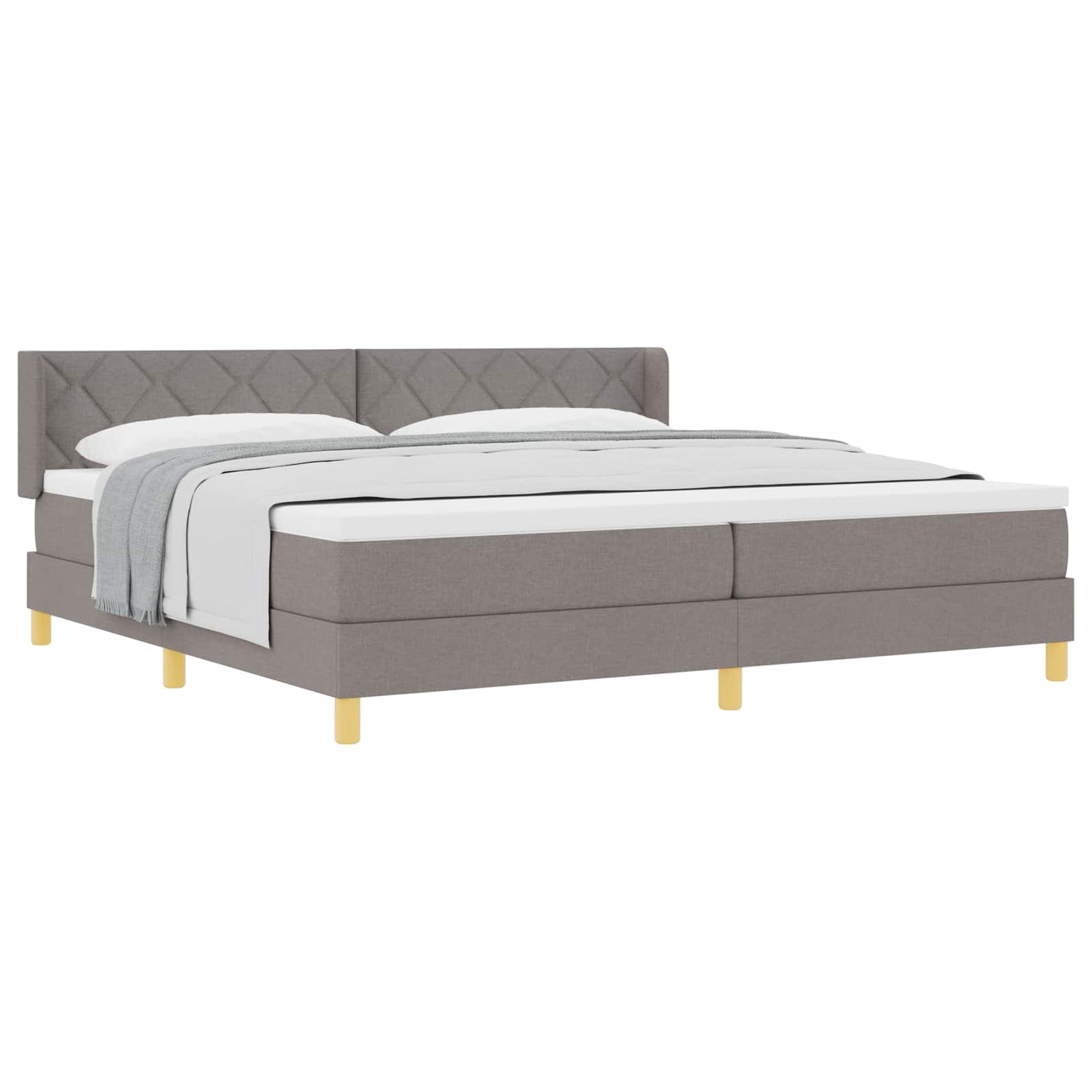 Box spring seng med hovedgærde Gråbrun 200 x 200 cm Stof