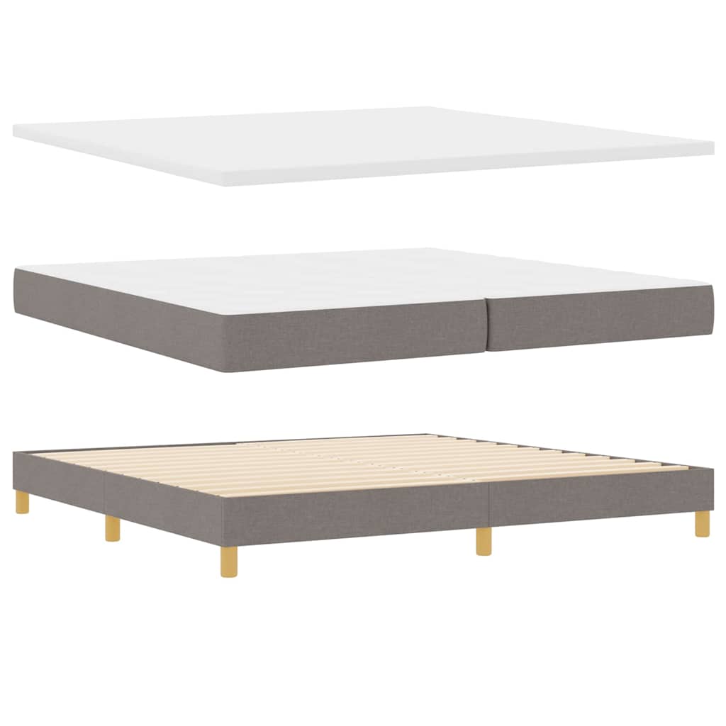 Box spring seng med hovedgærde Gråbrun 200 x 200 cm Stof