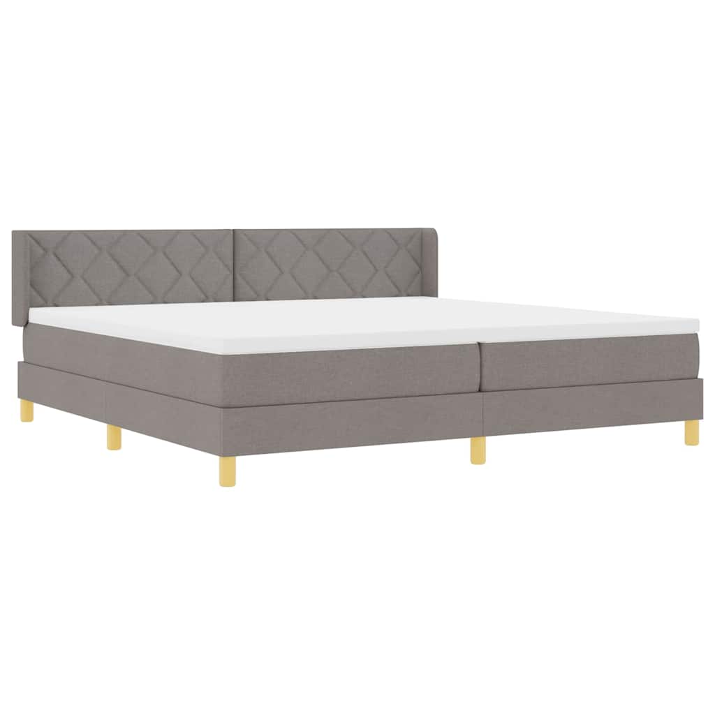 Box spring seng med hovedgærde Gråbrun 200 x 200 cm Stof