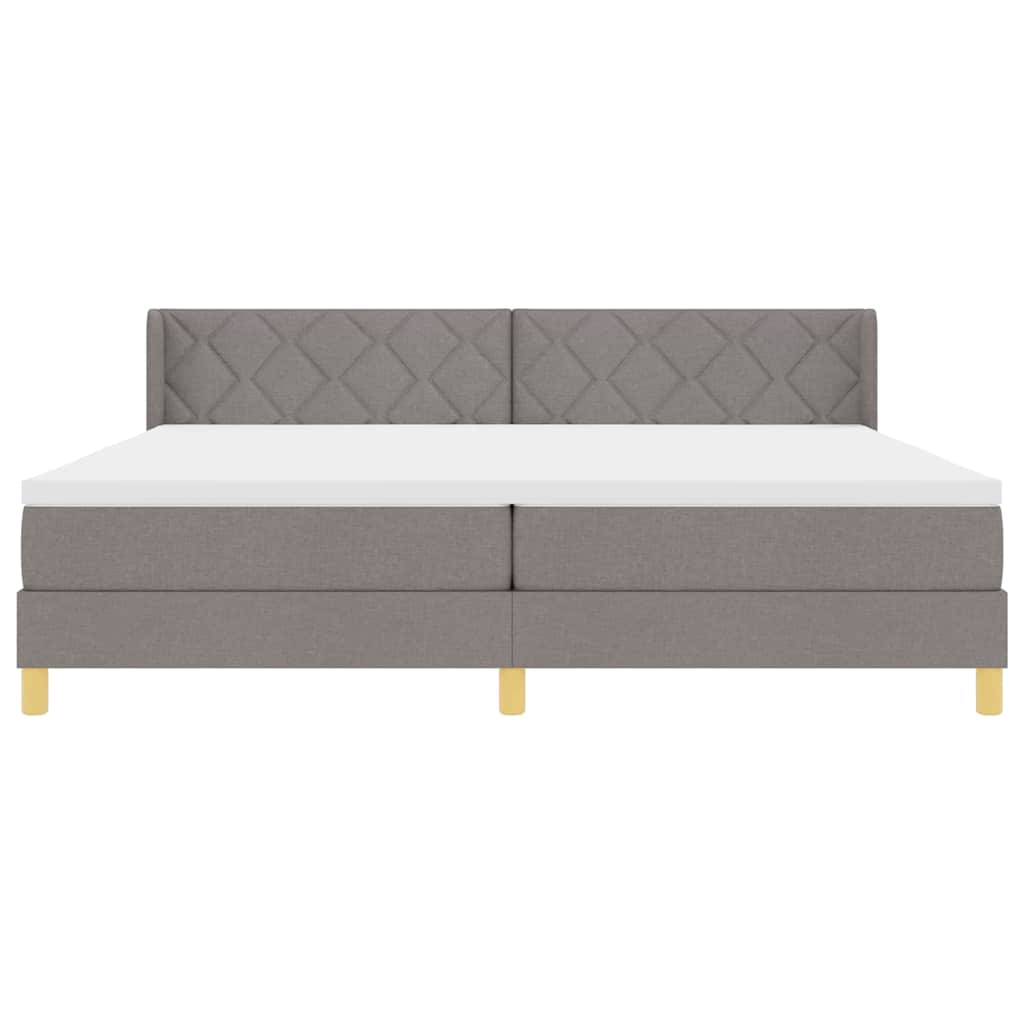 Box spring seng med hovedgærde Gråbrun 200 x 200 cm Stof