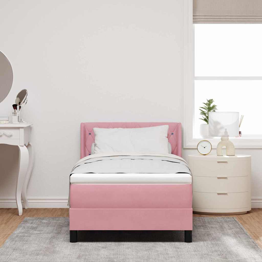 Box spring seng med hovedgærde Lyserød 200 x 100 cm Fløjl