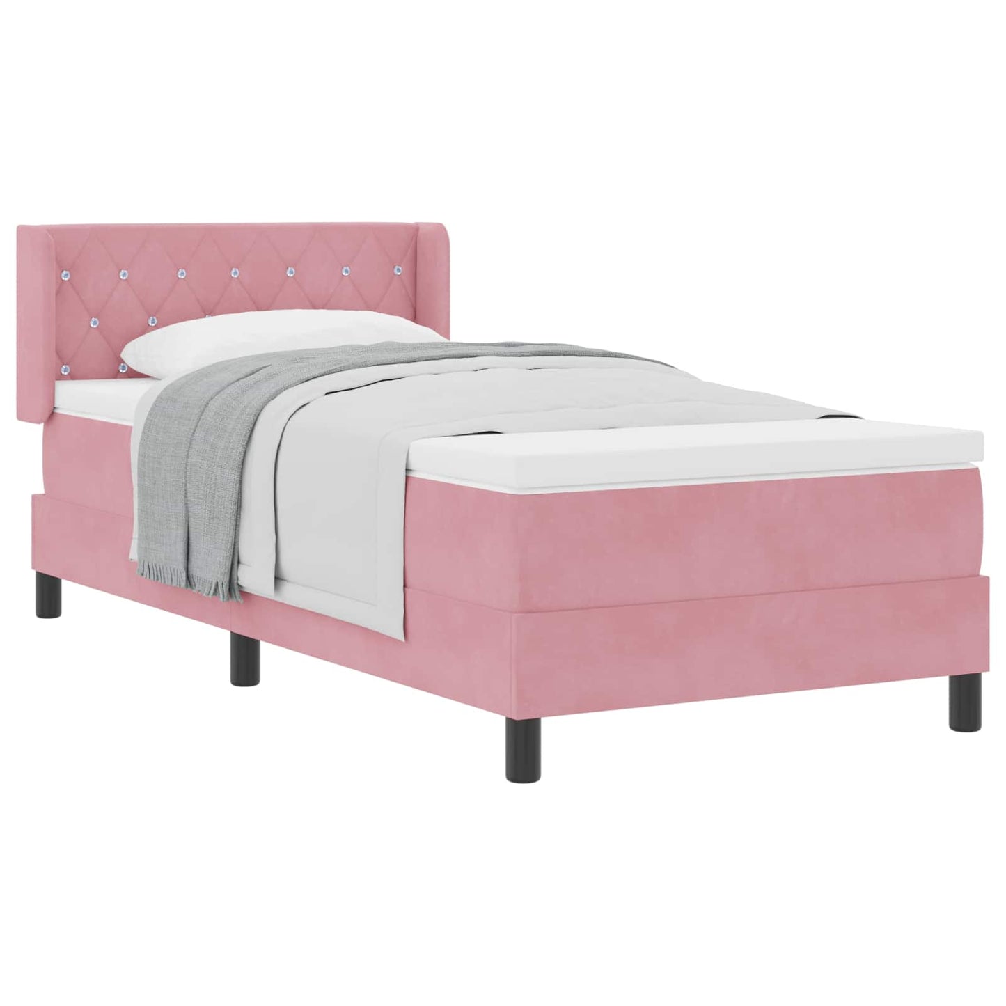 Box spring seng med hovedgærde Lyserød 200 x 100 cm Fløjl