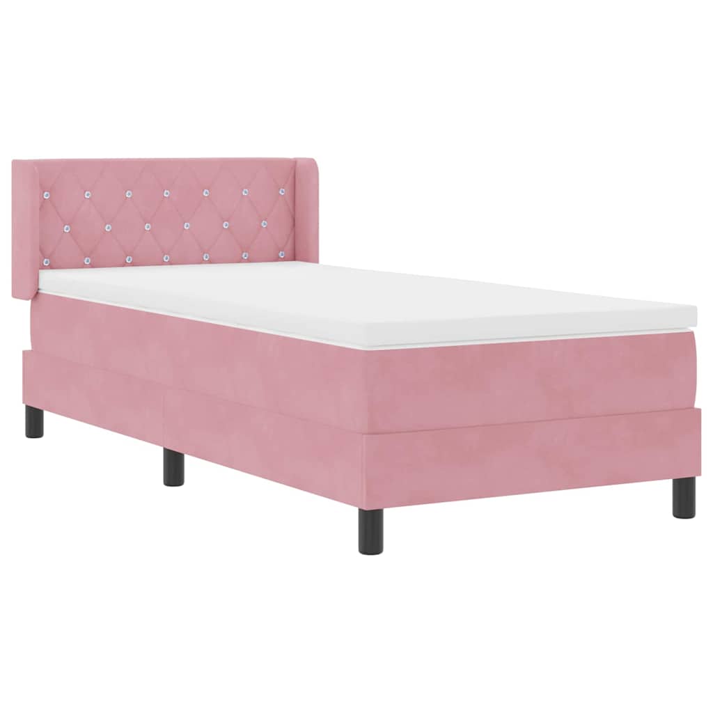 Box spring seng med hovedgærde Lyserød 200 x 100 cm Fløjl