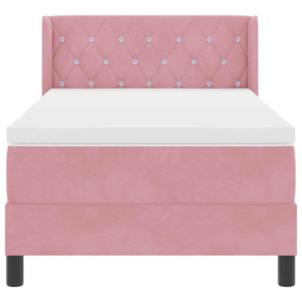 Box spring seng med hovedgærde Lyserød 200 x 100 cm Fløjl