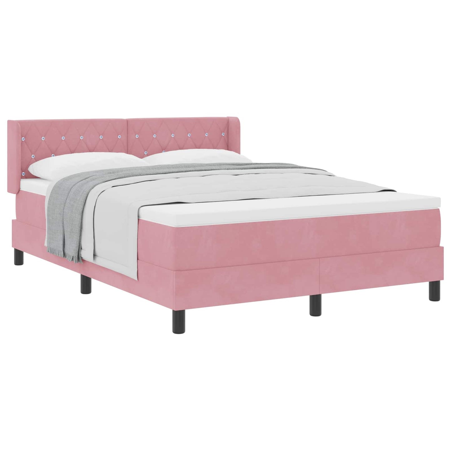 Box spring seng med hovedgærde Lyserød 190 x 140 cm Fløjl