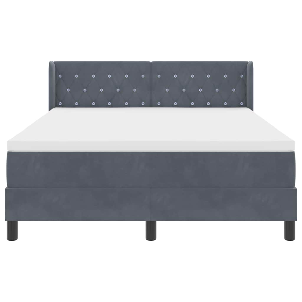 Box spring seng med hovedgærde Mørkegrå 200 x 140 cm Fløjl