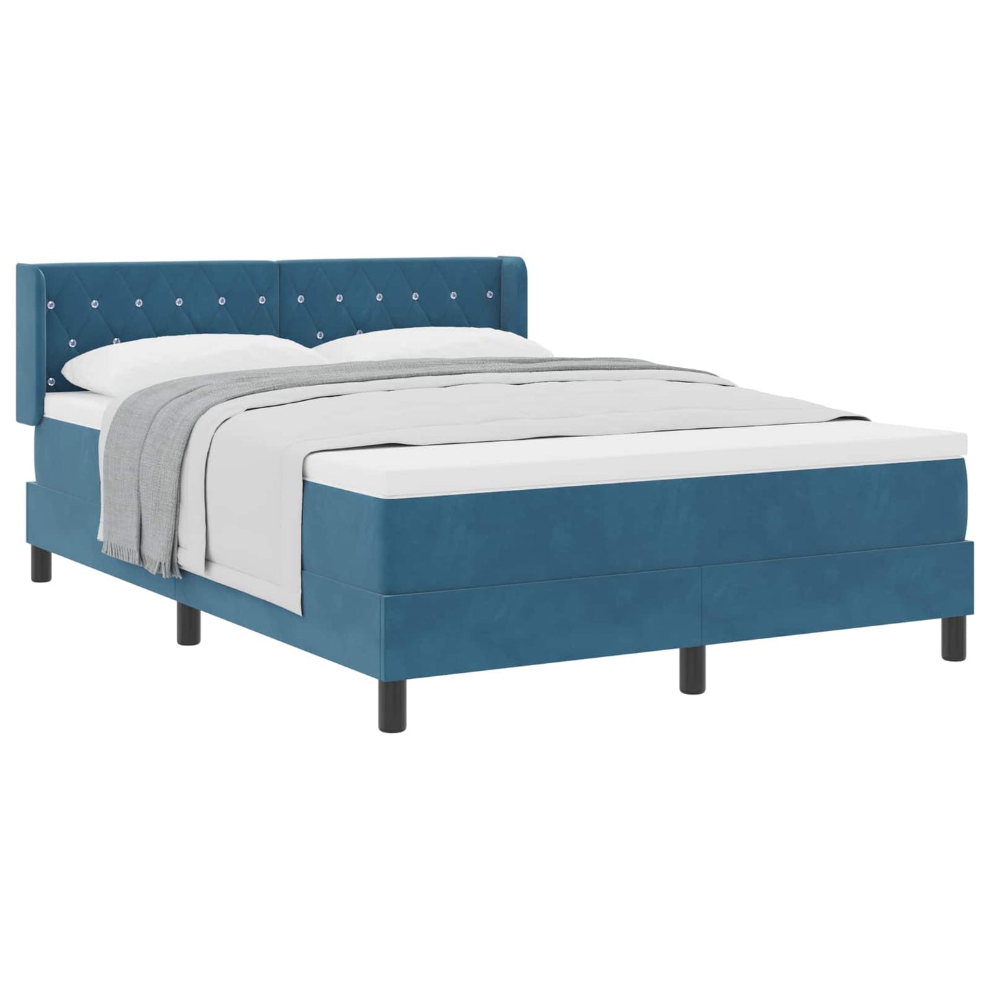 Box spring seng med hovedgærde Mørk blå 200 x 160 cm Fløjl