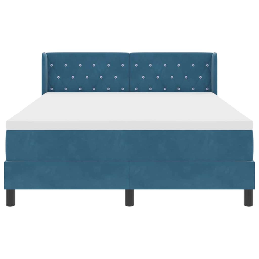 Box spring seng med hovedgærde Mørk blå 200 x 160 cm Fløjl