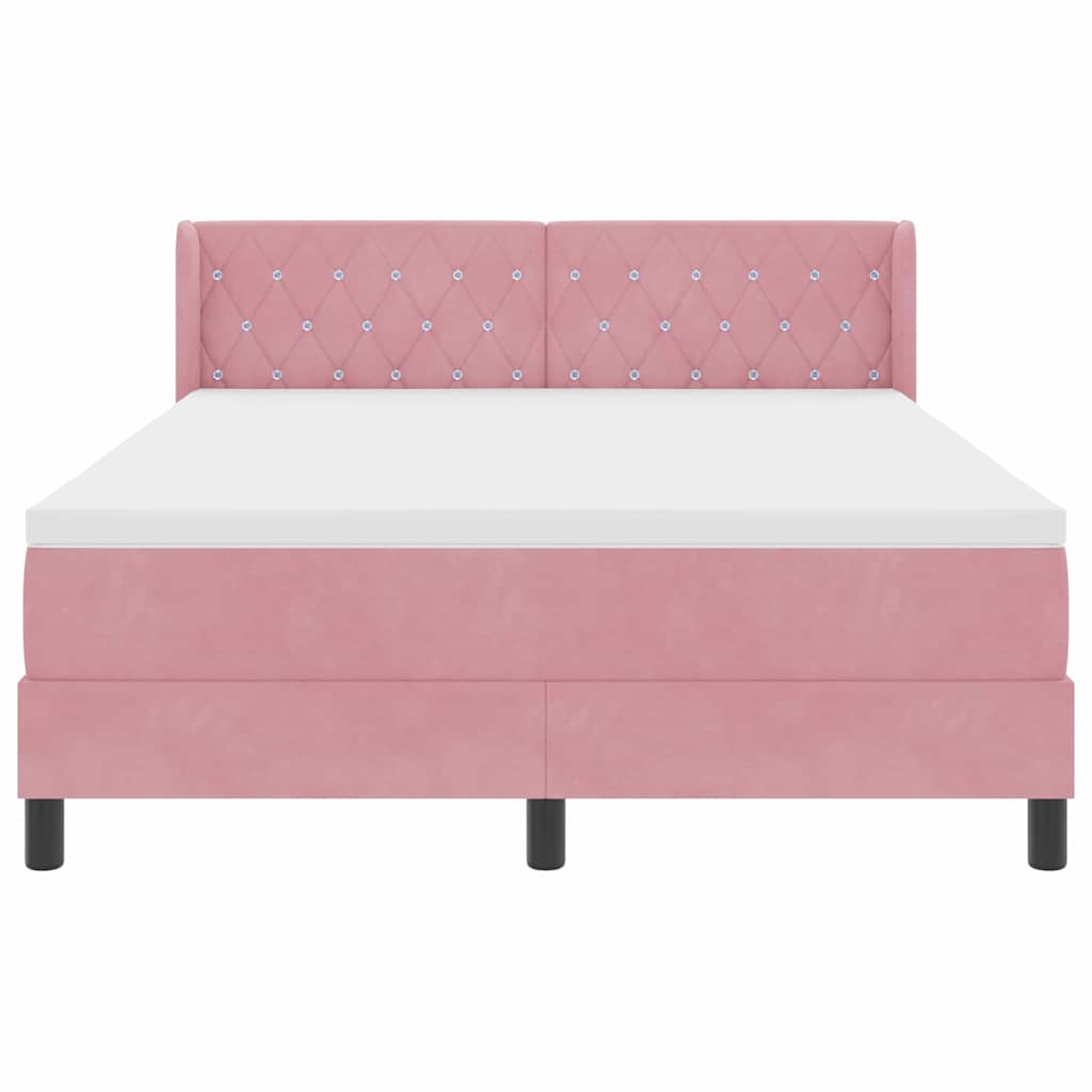 Box spring seng med hovedgærde Lyserød 200 x 160 cm Fløjl