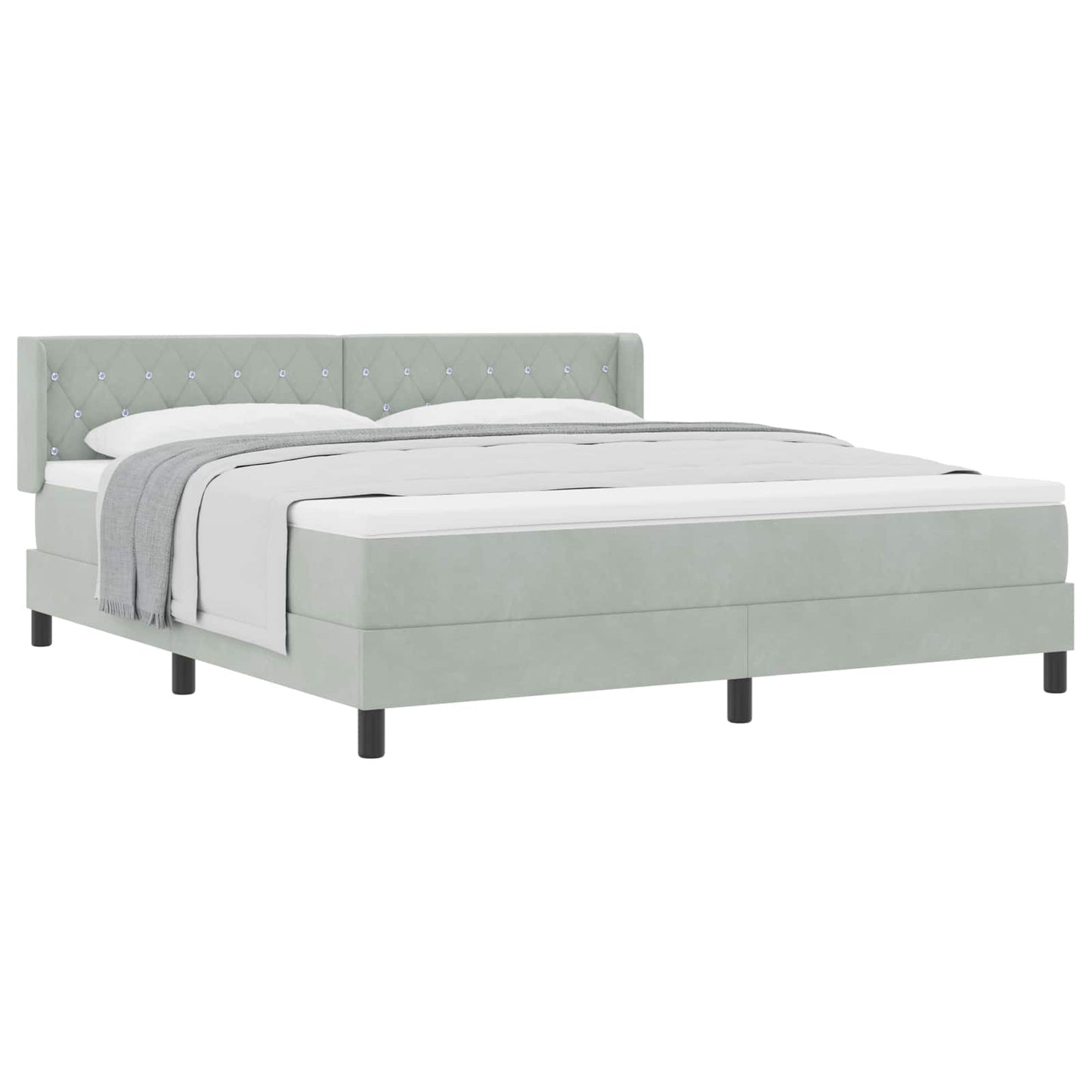 Box spring seng med hovedgærde Lysegrå 200 x 180 cm Fløjl