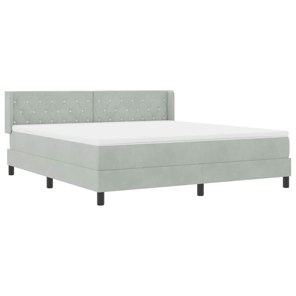 Box spring seng med hovedgærde Lysegrå 200 x 180 cm Fløjl