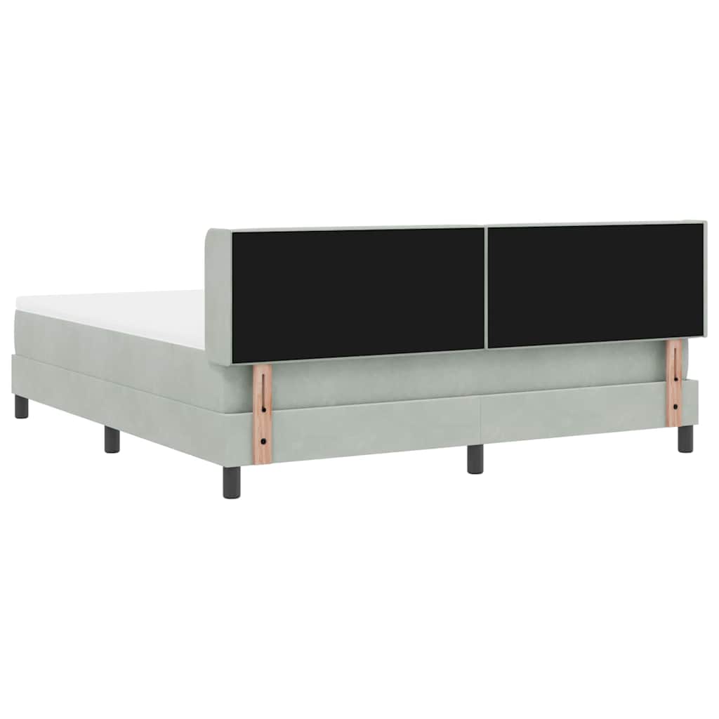 Box spring seng med hovedgærde Lysegrå 200 x 180 cm Fløjl