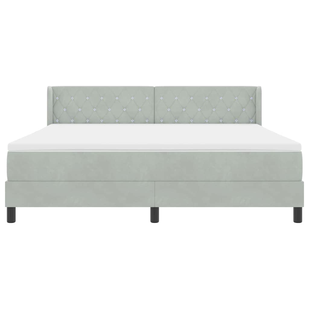 Box spring seng med hovedgærde Lysegrå 200 x 180 cm Fløjl