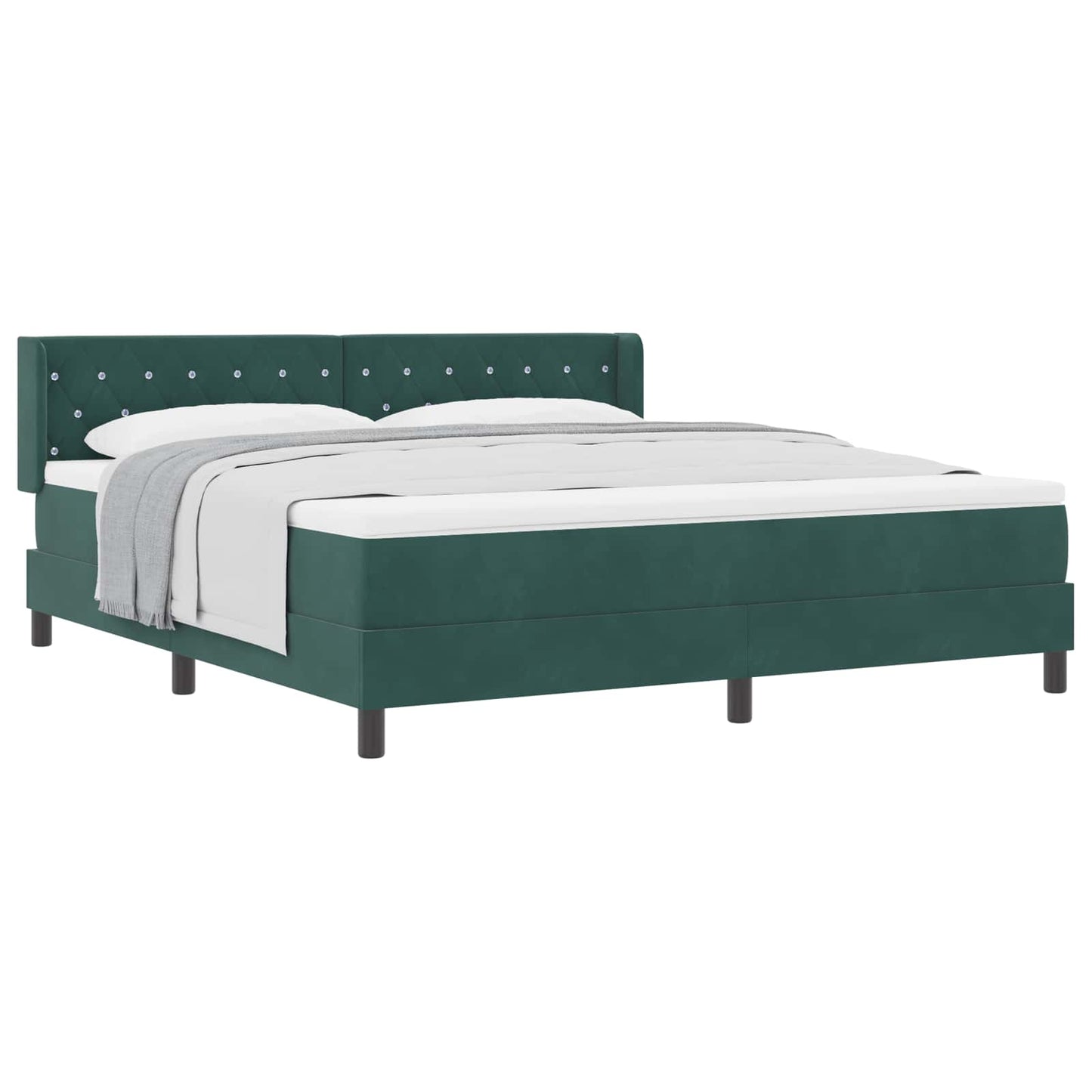 Box spring seng med hovedgærde Mørkegrøn 200 x 180 cm Fløjl