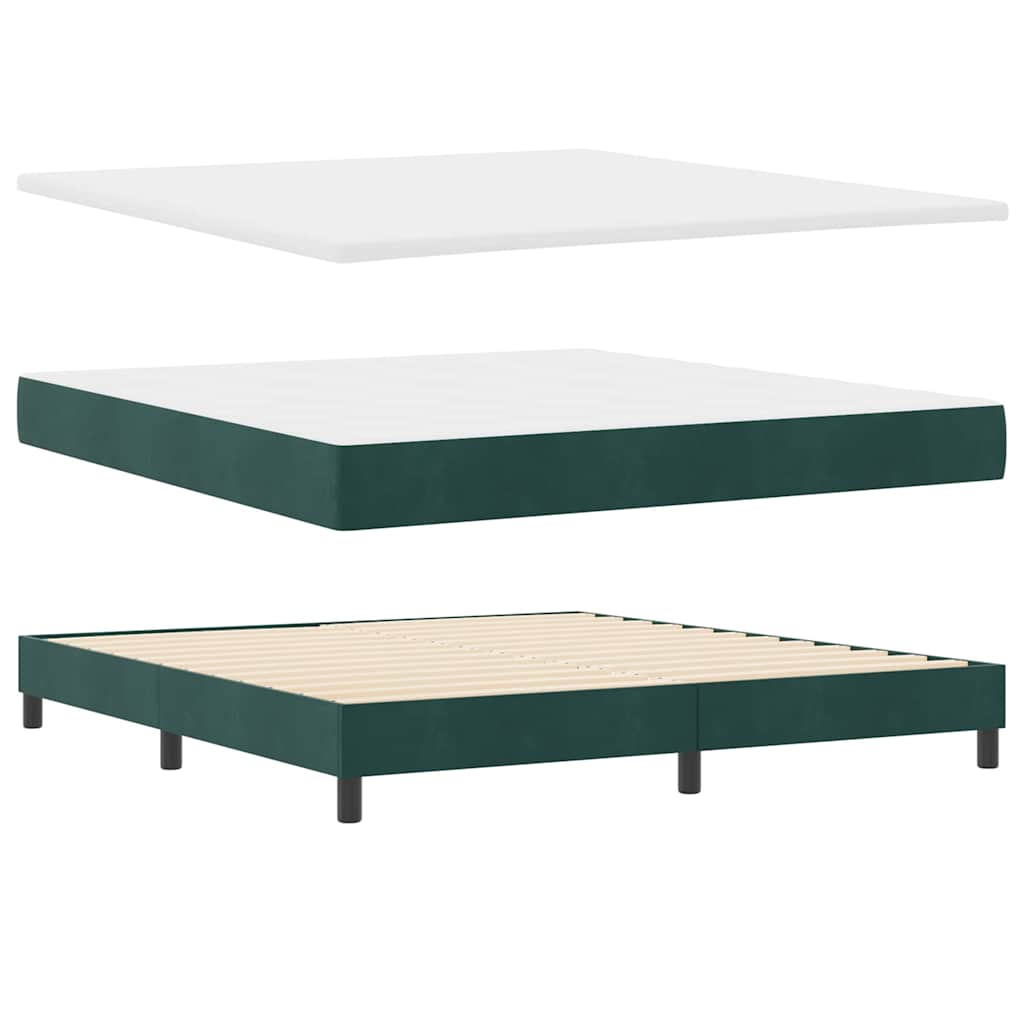 Box spring seng med hovedgærde Mørkegrøn 200 x 180 cm Fløjl