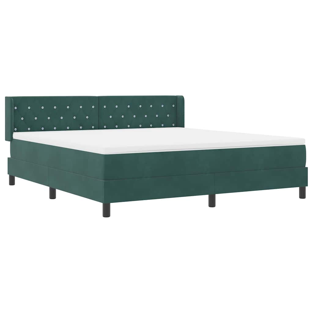Box spring seng med hovedgærde Mørkegrøn 200 x 180 cm Fløjl