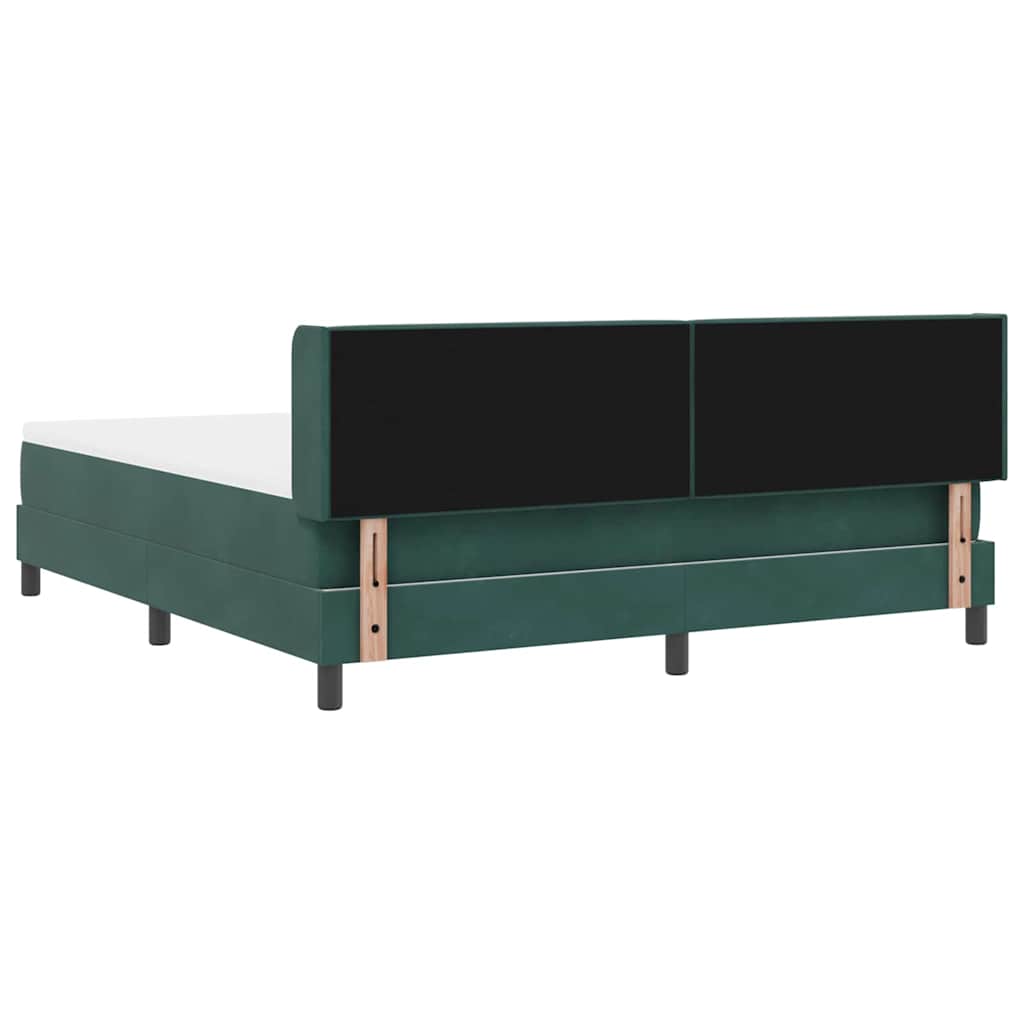 Box spring seng med hovedgærde Mørkegrøn 200 x 180 cm Fløjl
