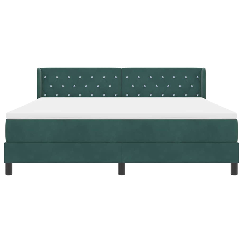 Box spring seng med hovedgærde Mørkegrøn 200 x 180 cm Fløjl