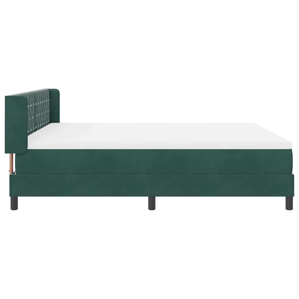 Box spring seng med hovedgærde Mørkegrøn 200 x 180 cm Fløjl