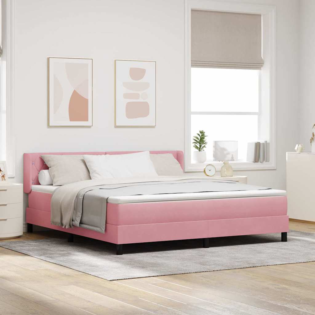 Box spring seng med hovedgærde Lyserød 200 x 180 cm Fløjl