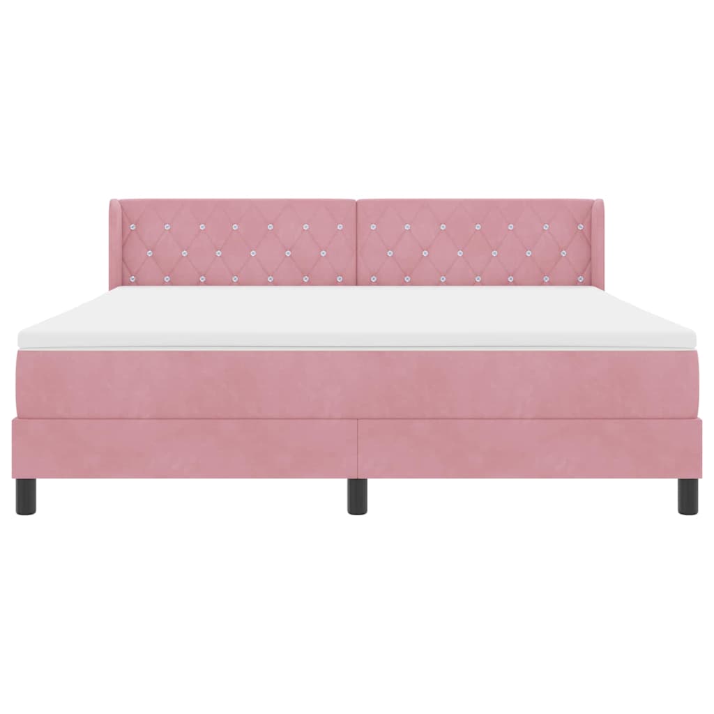 Box spring seng med hovedgærde Lyserød 200 x 180 cm Fløjl